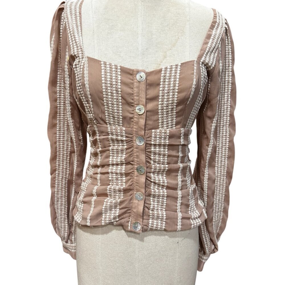 House of Harlow 1960 x Revolve Embroidered Corset Peasant Top Medium Cottagecore